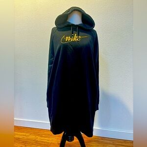 Nike Athletic Hoodie Dress, Black w/Gold Swoosh, Women’s S